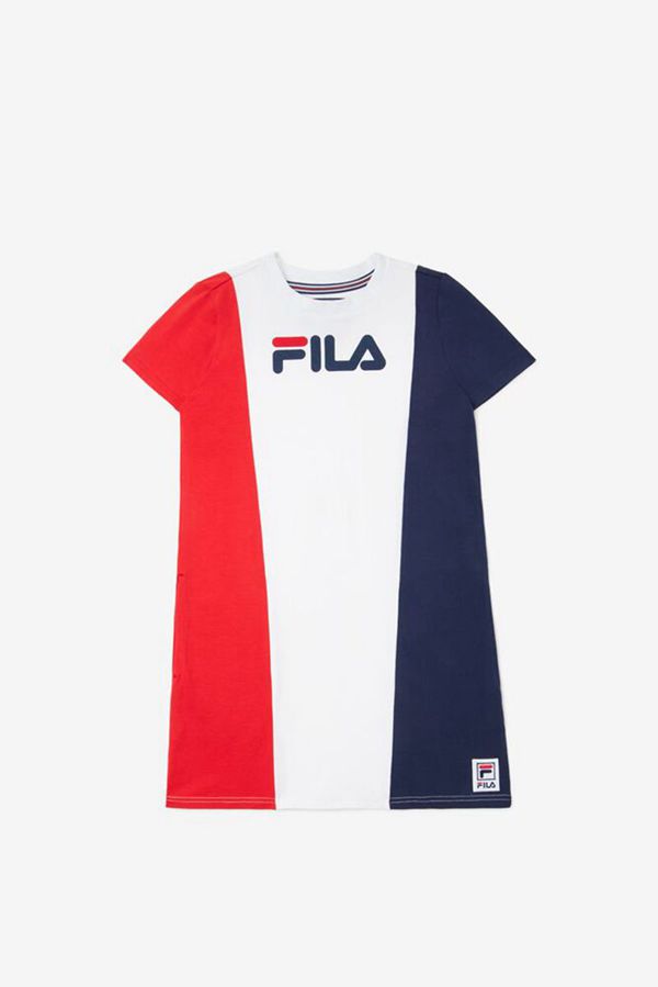 Fila Vertical Striped Girl's Dresses - Navy,NZ 491-80239